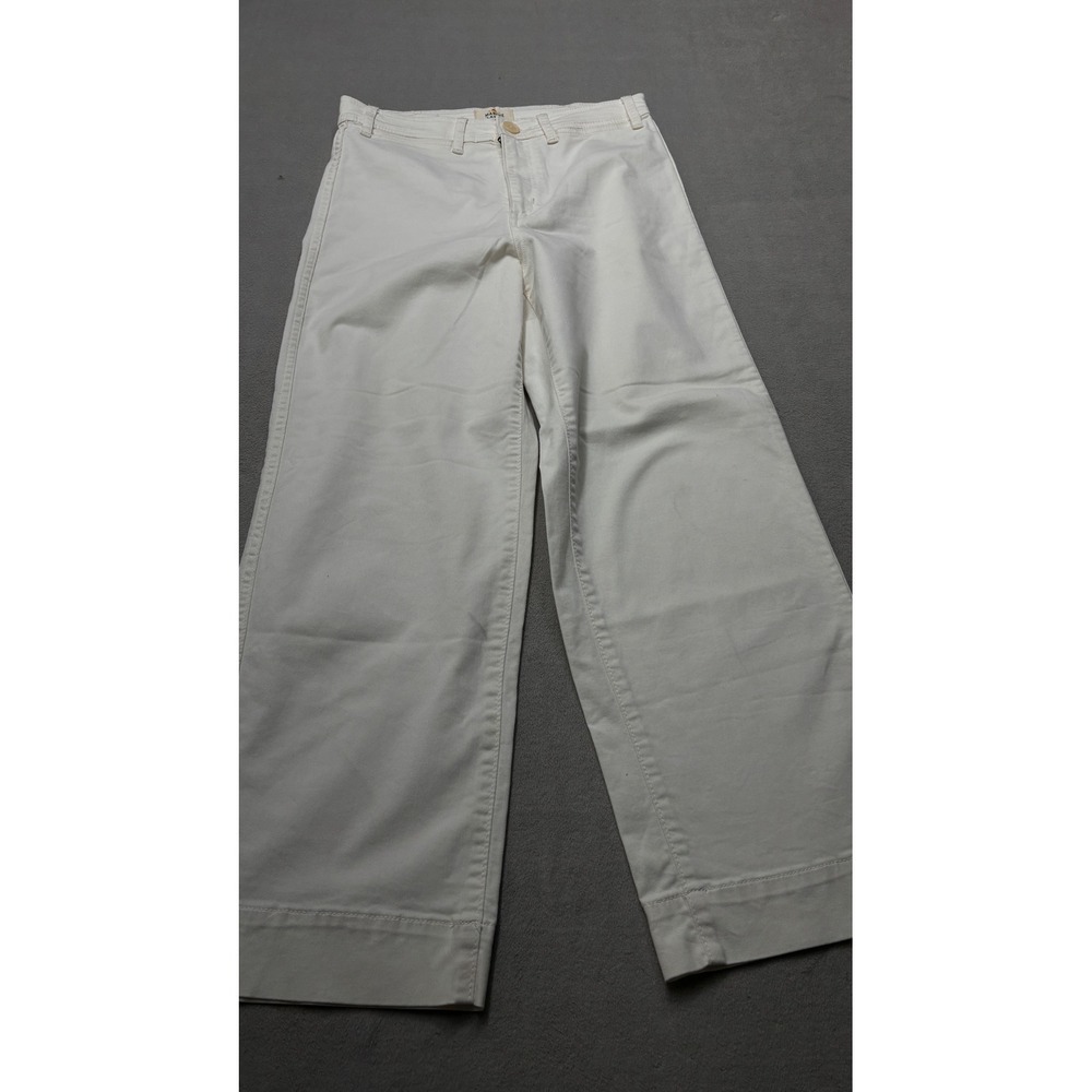 Marine Layer Womens High Rise Wide Leg Pants Off White Cream Size 4